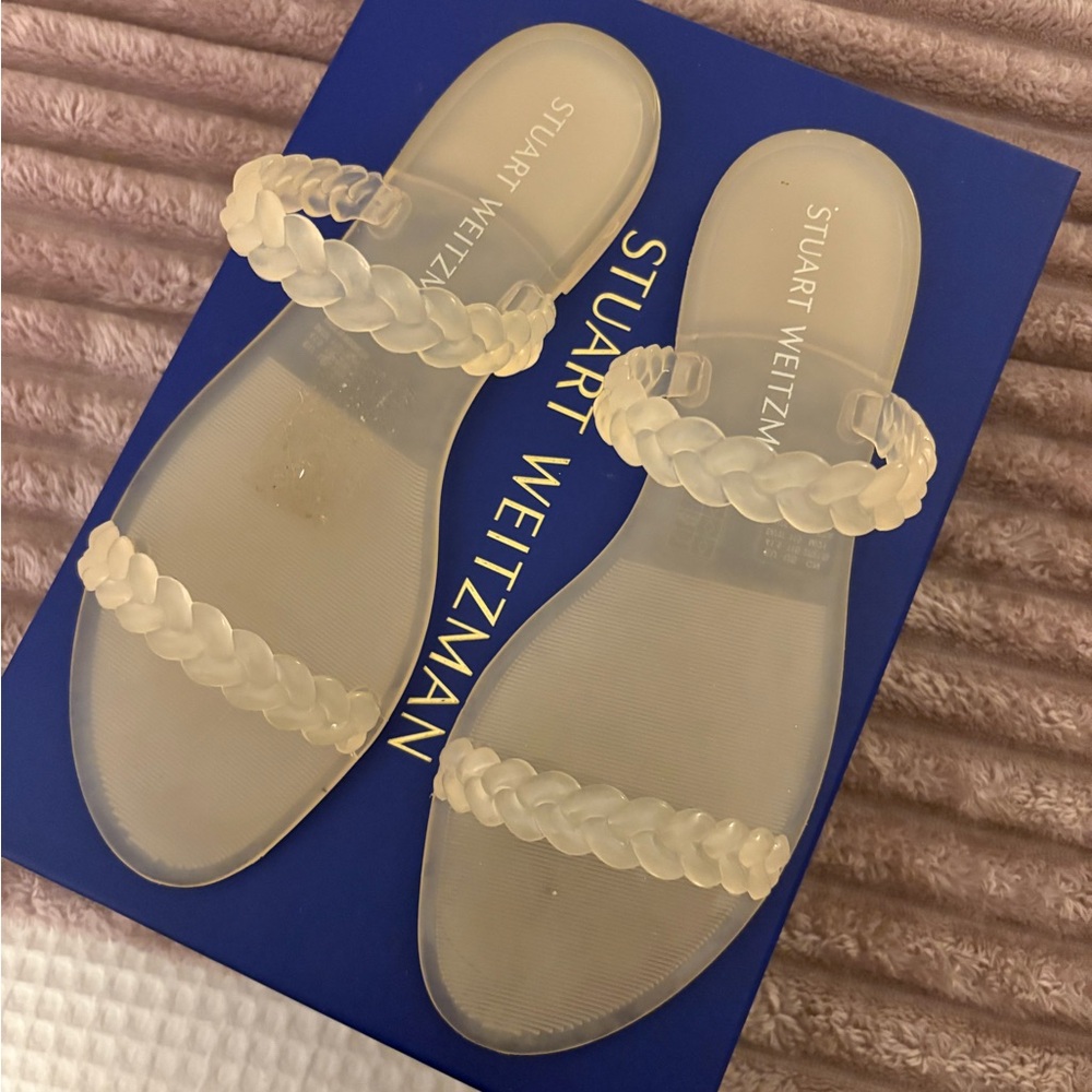 Stuart Weitzman Cream Braided Sandals